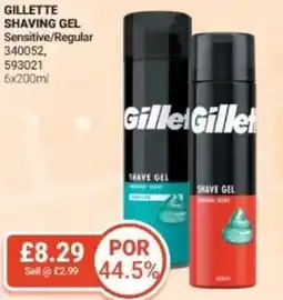 Bestway Gillette shaving gel Sensitive/Regular offer