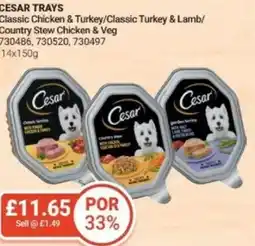 Bestway CESAR TRAYS Classic Chicken & Turkey/Classic Turkey & Lamb/ Country Stew Chicken & Veg offer