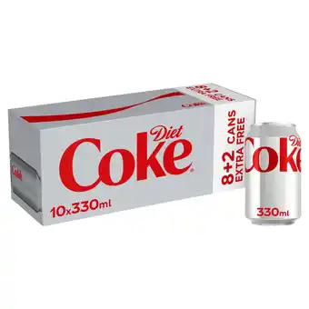 Iceland Diet Coke 10 x 330ml (8 x 330ml + 2 x 330ml Extra Free) offer