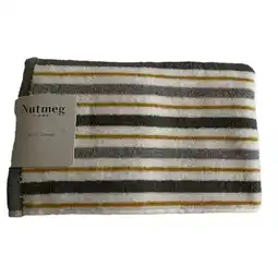Morrisons Nutmeg Home Grey & Ochre Stripe Bath Towel offer