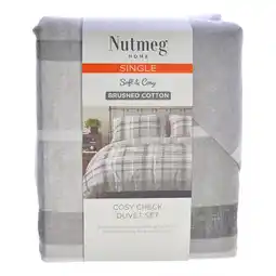 Morrisons Nutmeg Home Brushed Cotton Cosy Check Duvet Set Single offer