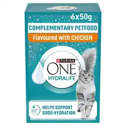 Tesco Purina ONE HYDRALIFE with Chicken Cat Compliment 6x50g offer