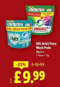 Lidl XXL Ariel/Fairy Wash Pods offer