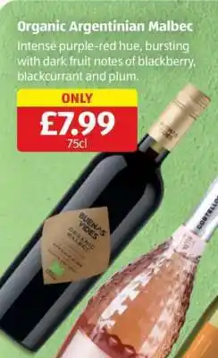 Aldi Organic Argentinian Malbec offer