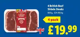 Lidl 4 British Beef Sirloin Steaks offer