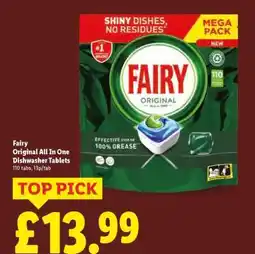 Lidl FAIRY Original All In One Dishwasher Tablets offer