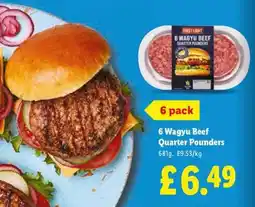 Lidl 6 Wagyu Beef Quarter Pounders offer