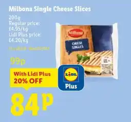 Lidl Milbona Single Cheese Slices offer