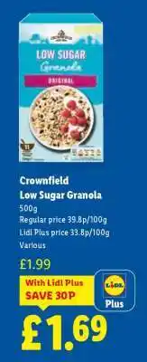 Lidl Crownfield Low Sugar Granola offer