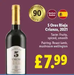 Lidl 5 Oros Rioja Crianza, 2021 offer