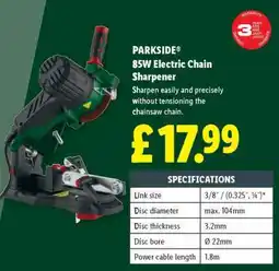 Lidl PARKSIDE 85W Electric Chain Sharpener offer