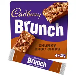 Tesco Cadbury Brunch Chocolate Chip Wholegrain Cereal Bars 4 x 28g offer