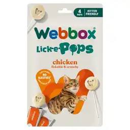Tesco Webbox Cat 4 Lick e Pops Chicken 5.6g offer