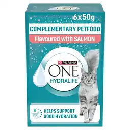 Tesco Purina ONE HYDRALIFE with Salmon Cat Compliment 6x50g offer