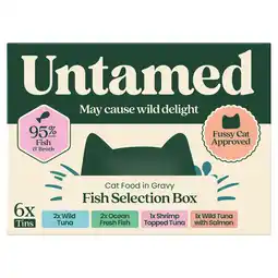 Tesco Untamed Fish Selection Box in Gravy Cat Food 6 x 75G offer