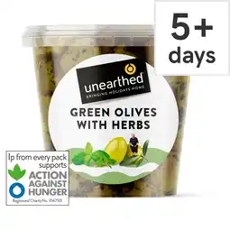 Tesco Unearthed Green Olives with Herbs 342g offer