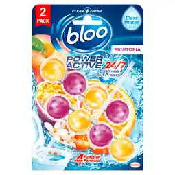 Tesco Bloo Power Active Fruitopia Toilet Rim Block Twin 2x50g offer