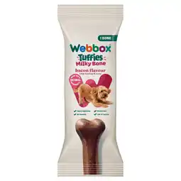 Tesco Webbox Tuffies Dog Bacon Milky Bone 90g offer