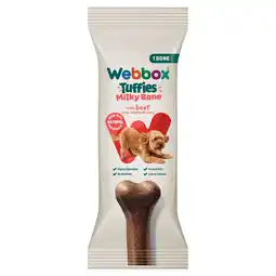 Tesco Webbox Tuffies Dog Beef Milky Bone 90g offer