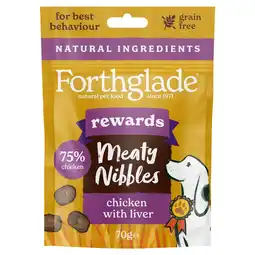 Tesco Forthglade Meaty Nibbles Chicken & Liver Dog Treats 70g offer