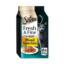 Tesco SHEBA Fresh & Fine Wet Cat Food Pouches with Chicken & Turkey & Poultry in Jelly 6x50g offer