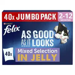 Tesco FELIX As Good As it Looks Kitten Mixed in Jelly Wet Cat Food 40x85g offer