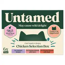 Tesco Untamed Chicken Selection Box in Gravy Cat Food 6 x 75G offer