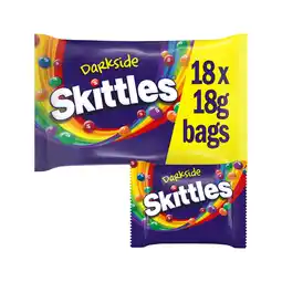 Tesco SKITTLES DARKSIDE SWEETS 18 FUN SIZE BAGS MULTIPACK 324g offer