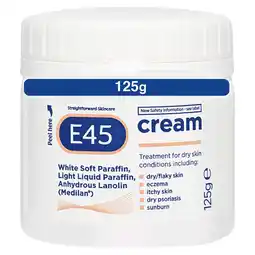 Tesco E45 Moisturiser Body Cream for Dry Skin & Eczema 125g offer