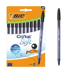 Tesco BIC Cristal Soft Black Pens 10pk offer