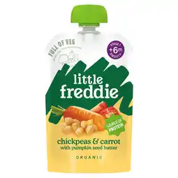 Tesco Little Freddie Organic Chickpeas & Carrots With Pumpkin Seed Butter +6Months 100g offer