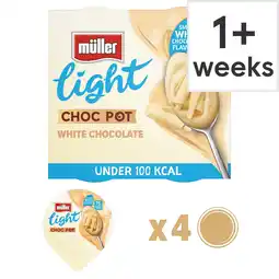 Tesco Muller Light Choc Pot White Chocolate Desserts 4 x 80g offer