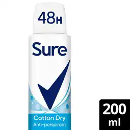 Morrisons Sure Women Antiperspirant Deodorant Cotton Dry Aerosol 200ml offer