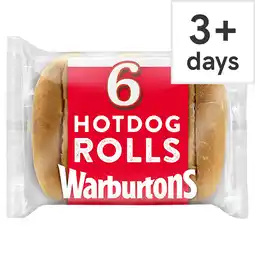 Tesco Warburtons Hot Dog Rolls 6 Pack Sliced offer