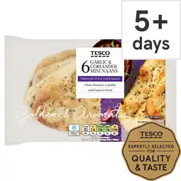 Tesco Tesco Mini Garlic & Coriander Naans 6 pack offer