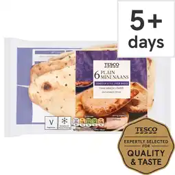 Tesco Tesco Mini Plain Naan Breads 6 Pack 282g offer