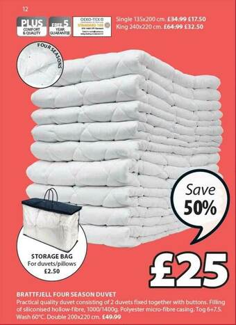JYSK Brattfjell Four Season Duvet offer