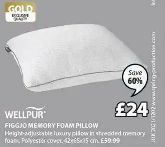 JYSK Figgjo Memory Foam Pillow Wellpur offer