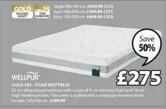 JYSK Gold F85 - Foam Mattress Wellpur offer