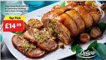 Lidl Easy Carve Duck With Pork & Clementine Stuffing And A Zesty Orange Glaze offer