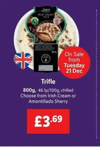 Lidl Trifle Chilled Choose From Irish Cream Or Amontillado Sherry offer