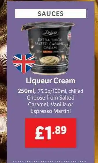 Lidl Liqueur Cream Chilled Choose From Salted Caramel Vanilla Or Espresso Martini offer