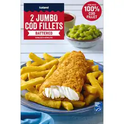 Iceland Iceland 2 Jumbo Battered Cod Fillets 410g offer