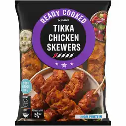Iceland Iceland Ready Cooked Tikka Chicken Skewers 340g offer