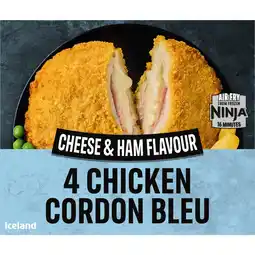 Iceland Iceland 4 Cheese and Ham Flavour Chicken Cordon Bleu 500g offer