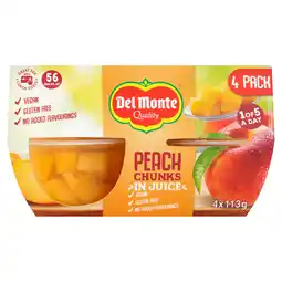Iceland Del Monte Quality Peach Chunks in Juice 4 x 113g (452g) offer