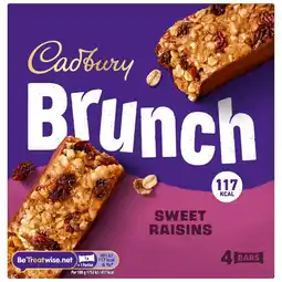 Morrisons Cadbury Brunch Raisin Cereal Bars 4x28g offer