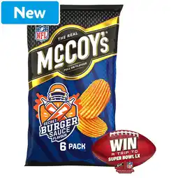 Morrisons McCoy's Secret Burger Sauce Flavour Ridge Cut Potato Crisps 6x25g offer