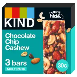 Morrisons Kind Chocolate Chip Cashew Bars 3x30g offer