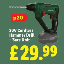 Lidl Parkside 20V Cordless Hammer Drill - Bare Unit offer